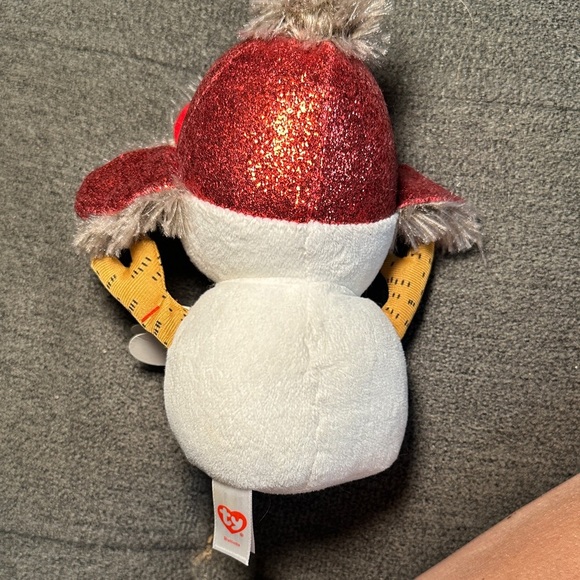 Ty Beanie Boos White Plush with Brown Bow - Picture 4 of 4